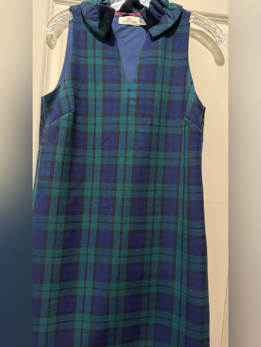 Vineyard Vines Women’s Dark Green & Navy Plaid Sleeveless Dress
